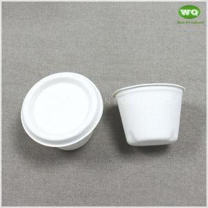 100% Biodegradable 2oz Sugarcane Containers With Lids -Biodegradable Bagasse