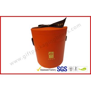 Round Luxury Gift Boxes / PVC Lamination Ribbon Gift Cylinder