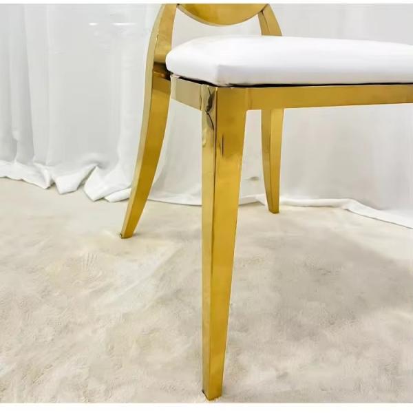 Luxury Round Back Party Outdoor Indoor Wedding Event Banquet Gold O Back Chairs Cushion Seat Hotel Dining Chairs