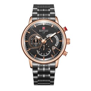 Stainless Steel Chain Mens Metal Strap Watches , Chronograph Mesh Wristband