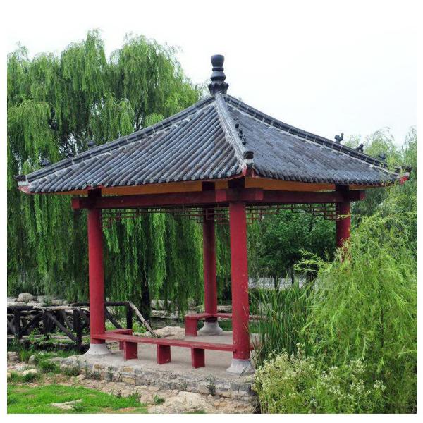 Buy Glossy Chinese Glazed Roof Tiles Gazebo Pagoda Wooden Garden Pavilion at wholesale prices