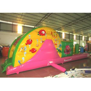 Inflatable Beach Bouncy Castle Assault Course , Big Party Funny Obstacle Course