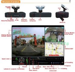 Dual camera E07 car black box DVR with GPS & G-Sensor