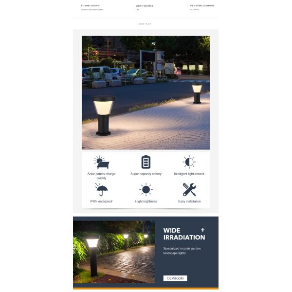 6000K LED Solar Pathway Lights Dusk To Dawn outdoor garden Light With LiFePO4 Battery