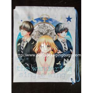 Promotional CPE /LDPE Plastic Drawstring Backpack Single Shoulder