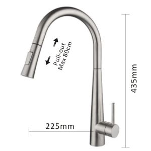 Pull Out Brushed Stainless Steel Kitchen Tap 35mm Ceramic Cartridge