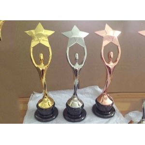 Custom Trophy Awards Shiny Gold / Bronze / Silver Plated Type Optional