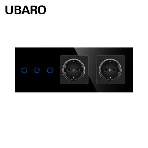 Type 258 300 Watts / Gang Tempered Glass Panel Switch Socket With LED Indicator