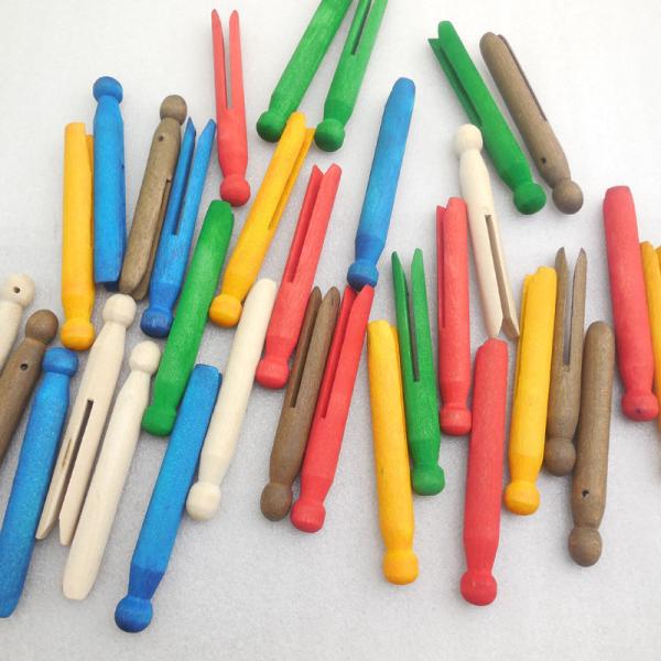 Round Wooden Clothespins for Crafts and Laundry - Old Fashioned Traditional Heritage Dolly Clothes Pegs
