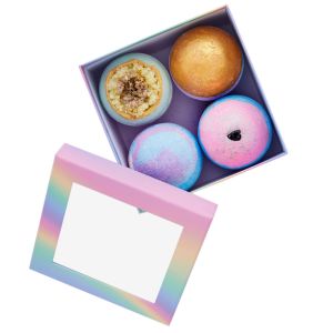 Custom Logo Printed Paper Rainbow Box Packaging Fancy Bath Bomb Packaging Gift