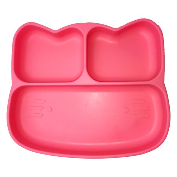 Silicone Suction Plate Oem Customized Food Grade Cat Shape Kids Feeding Set Baby