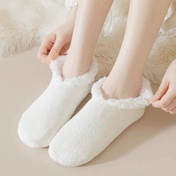 Ankle Fuzzy Thick Warm Home Socks Anti Slip Cozy Fuzzy Slipper Socks With Grippers