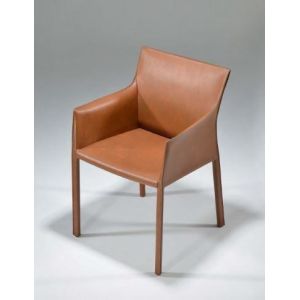 Quality Gina Fiberglass Dining Chair With Leather Over Stainless Steel Frame for sale