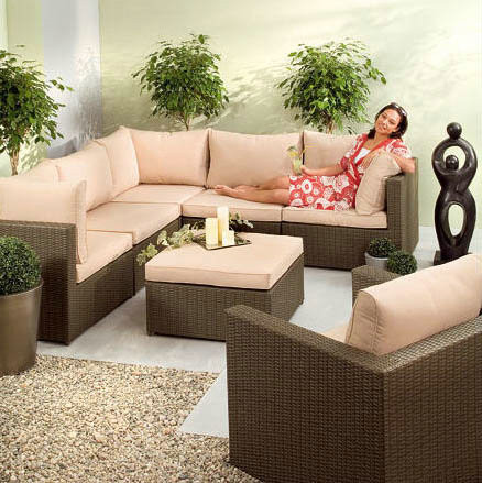 Buy 7pcs hairy round rattan sofas at wholesale prices
