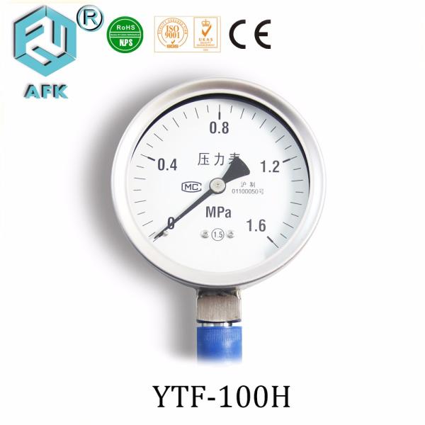 Liquid Filled Gas Pressure Test Gauge Long Lifespan CE Certification 98mm