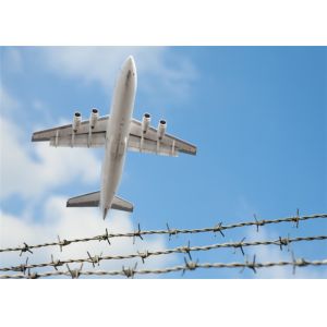 Silver High Security Barbed Wire Airport Fence With Razor Wire Double Barb