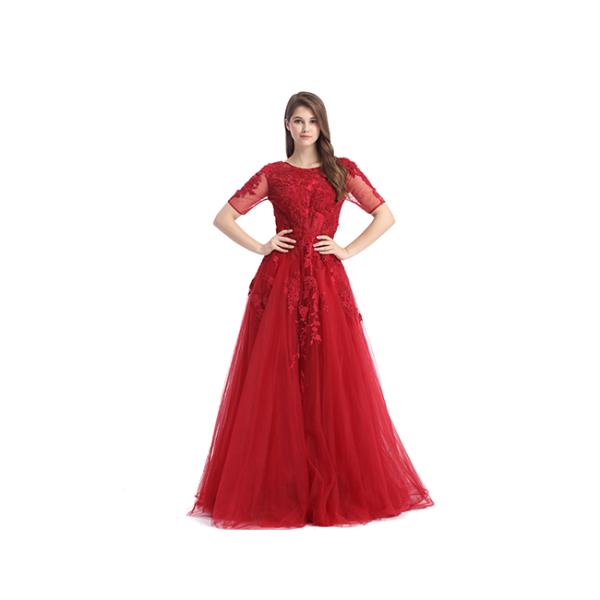 Apricot Coloured Sleeveless Evening Dress / Long Style Beading Ball Gowns