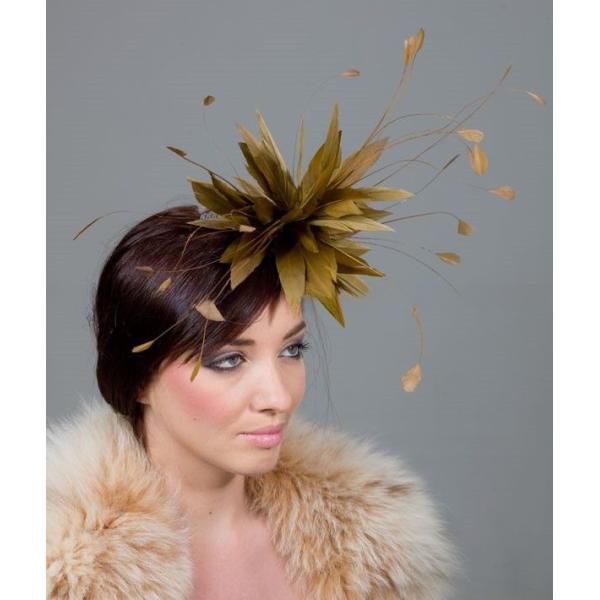 Goose Feather Hair Decoration Wire Accessory and Coque Flower Mount with Stripped Hackle