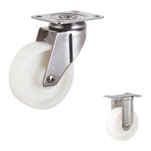 130kg 125mm Nylon Rigid 304 Stainless Steel Casters Medium Duty