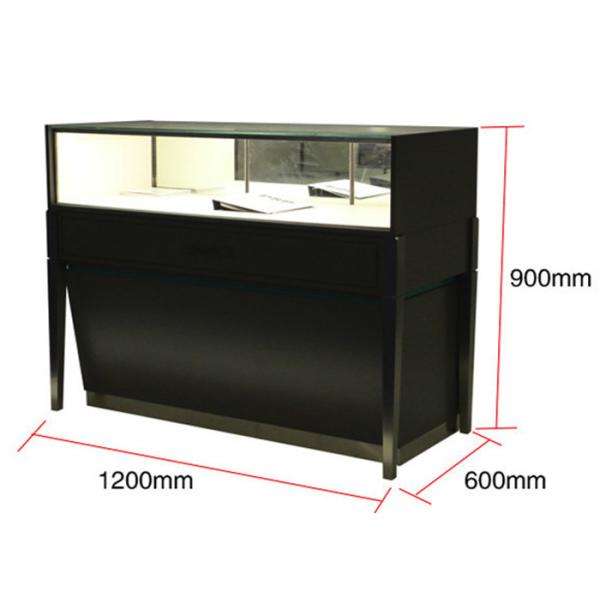 Brush Stainless Steel Retail Glass Display Cabinets , Matte Black Jewelry