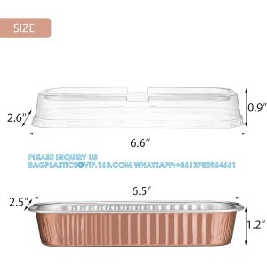 6.8 Oz Foil Ramekins Pan With Lids, Rectangle Cupcake Cups Containers Wrappers,