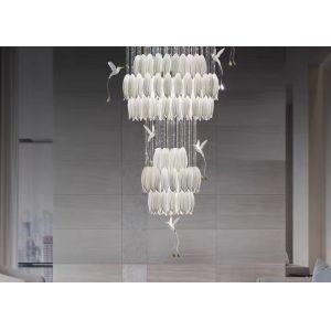 Ceramic Porcelain White Flower Decorative Chandelier Wedding Pendant Lamp For