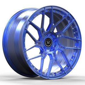 Custom Blue Brush Staggered 1 Piece Forged Wheels 18 19 20 21 And 22 Inches For