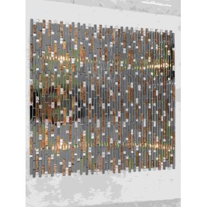 Crystal Glass Gold/White Mix Glossy Brick Pattern Mosaic