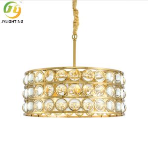 China Gold Clear Metal E14 Bulb Crystal Pendant Light Living Room Indoor Decorative on sale