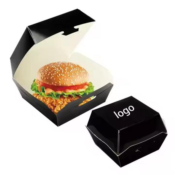 Custom Printed Biodegradable Burger Boxes Rigid Paper Cardboard Boxes for Eco