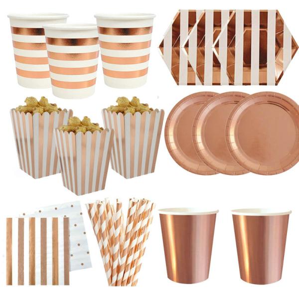 Rose Gold Party Plates And Napkins Cups