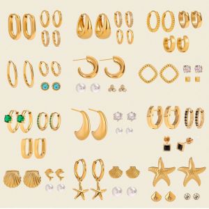 【 HydroTi]】Europe and the United States hot stainless steel zirconia earrings
