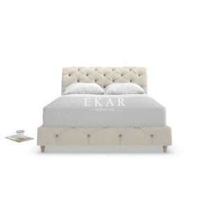 Modern European Style Fabric Wooden Bed Frame