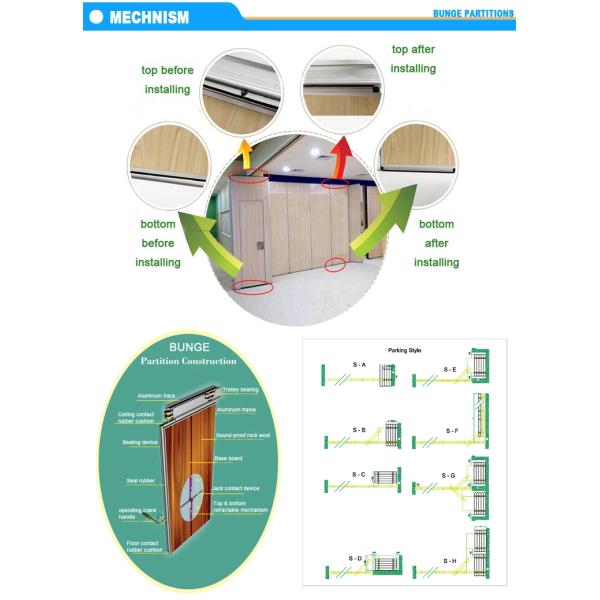 Acoustic Movable Conference Room Partitions / Folding Office Partition Wall