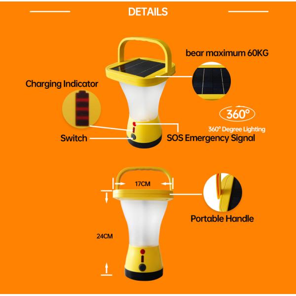 360 Degree Outdoor Camping Lights , 4800mAh Portable Solar Lantern