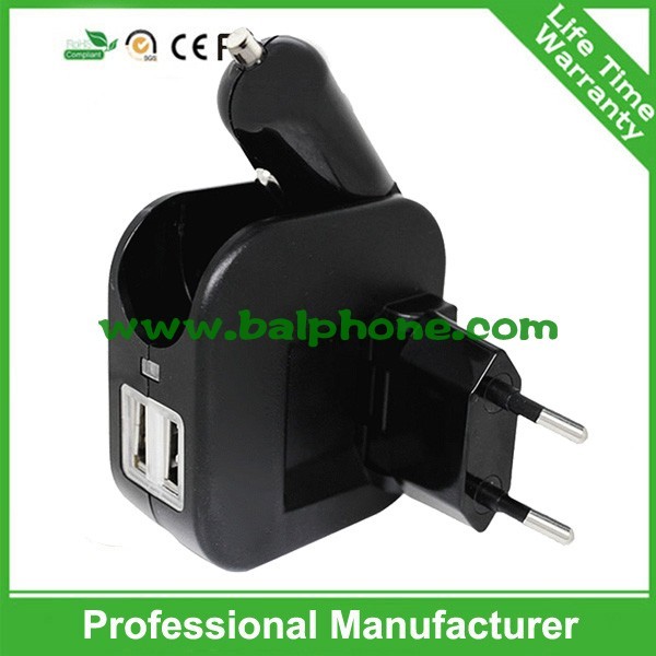 Buy travel emergency us plug eu pin wall car 2in1 charger at wholesale prices