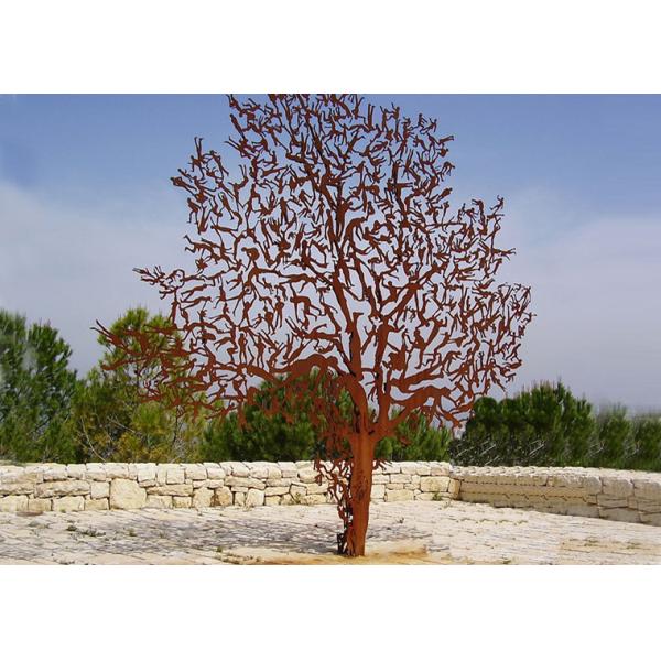 Laser Cut Outdoor Metal Tree Sculpture Corrosion Stability Customized Size