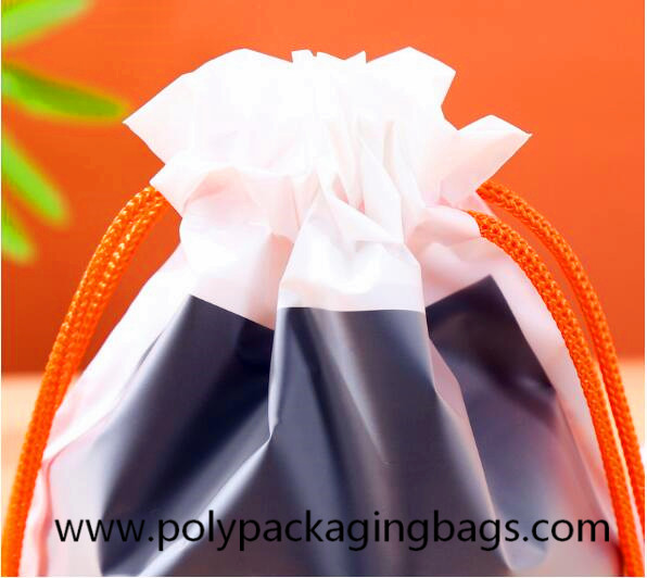 Moisture Proof Gravure Printing CPE PE Drawstring Pouch Bag Customization Logo Size Drawstring Bags