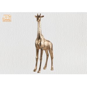 Gold Leaf Fiberglass Giraffe Sculpture Standing Animal Figurines Table Statue
