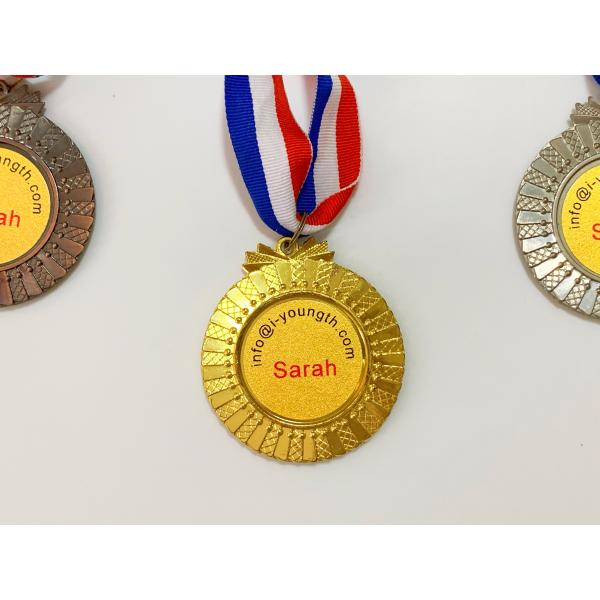 Buy Ribbon 3D Design Service Zinc Alloy Engraved Sports Medals at wholesale prices