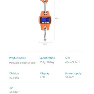 LCD Display ABS Stainless Steel Portable 300kg Digital Crane Game Scale Small