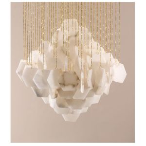 Hexagonal Shape Marble Ceiling Light White Modern Pendant Light 3000K