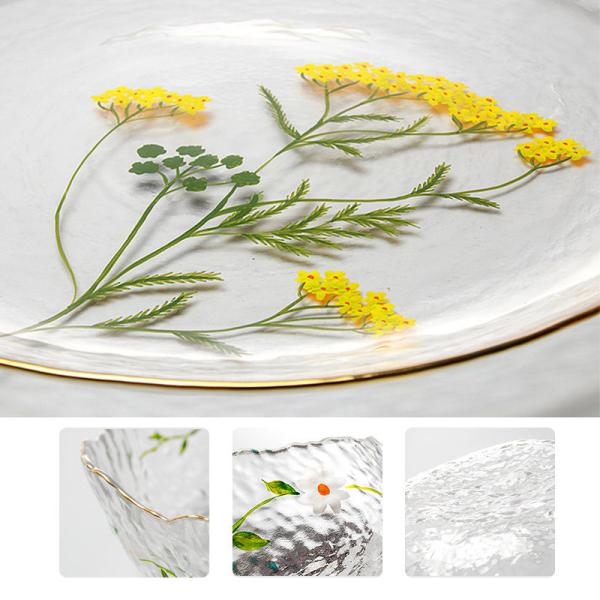 Household Exquisite Printed Hammer Grain Glass Tableware