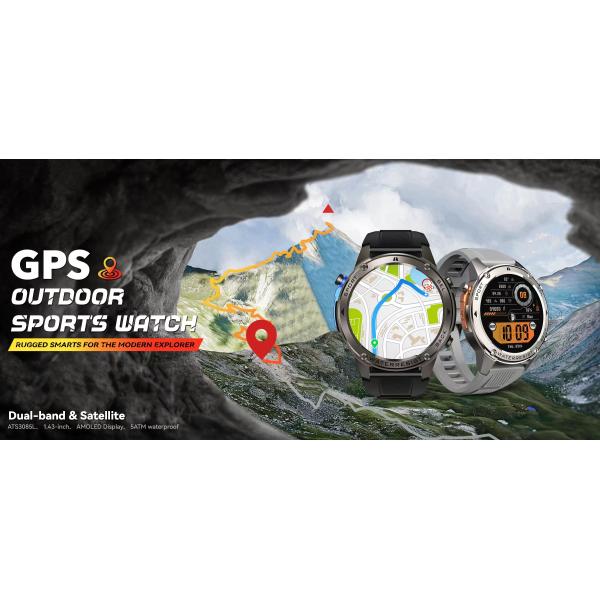 DM56 Sport Smart Watch 1.43inch AMOLED Display GPS 5ATM Waterproof 500mAh Battery
