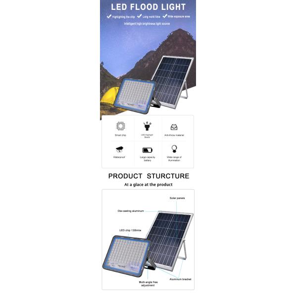Multi - Power SMD2835 Solar Flood Lights For Courtyard IP66 with Remote Control for Yard