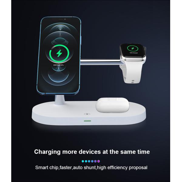 3W Earphone Charging 5-in-1 Magnetic Wireless Charger with USB Output CE/FCC/RoHS Approved