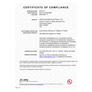 Hefei Elecman Electrical Co., Ltd. Certifications
