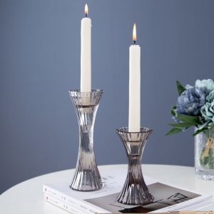 Hot sales customized clear crystal glass candelabra candlestick holder