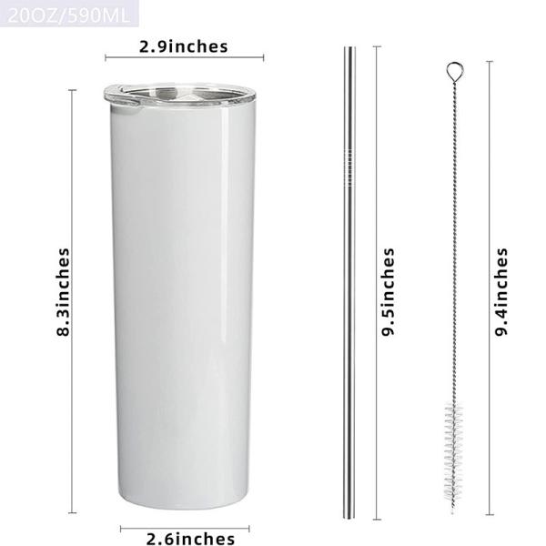20Oz With Lid And Straw Skinny Tumbler Insulated Slim Powder Coated Double Wall Vacuum Insulated Coffee Tumbler For Hot Cold Drinks