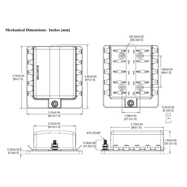 Automotive 10 Circuit Way ATO ATC Style Blade Fuse Block For Car Boat RV